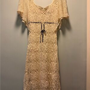 Moda International Cream Crochet Midi Dress